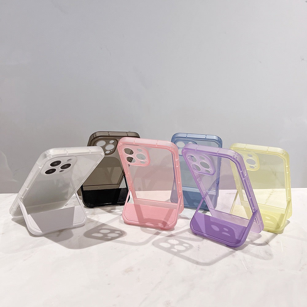 【iPhone Case】可愛い人気 透明クリア ゼリー色 6色 スタンド カラーフル　iPhoneケース