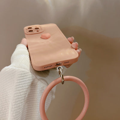 【iPhone Case】 シンプルハート 立体 シンプル リング付き マカロンカラー  iPhoneケース