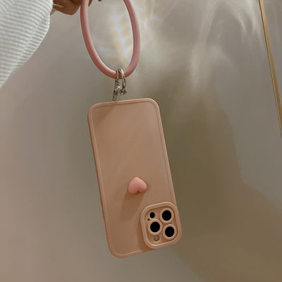 【iPhone Case】 シンプルハート 立体 シンプル リング付き マカロンカラー  iPhoneケース