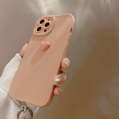 【iPhone Case】 シンプルハート 立体 シンプル リング付き マカロンカラー  iPhoneケース