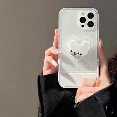 【iPhone Case】人気可愛い 透明 ハート 立体 スマホスタンド キックスタンド iPhoneケース