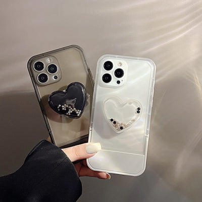 【iPhone Case】人気可愛い 透明 ハート 立体 スマホスタンド キックスタンド iPhoneケース