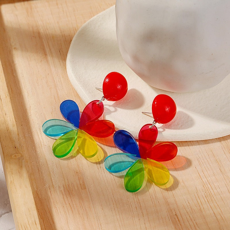 【Earrings】鳥 五色の花 オウム マグパイ ピアス