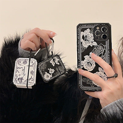 【iPhone Case】フランス黒白 バラ ローゼ 大人可愛い 人気 iPhoneケース