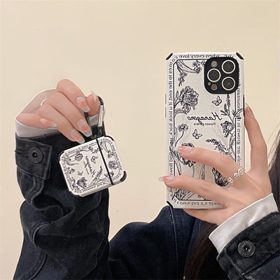 【iPhone Case】フランス黒白 バラ ローゼ 大人可愛い 人気 iPhoneケース