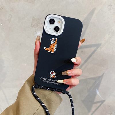 【iPhone Case】 可愛い虎 人気 インスタ映え おしゃれ  ストラップ  パラコード付き iPhoneケース