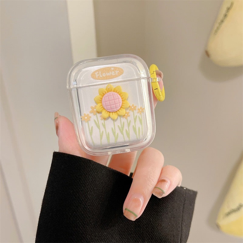 【Airpods Case】 おしゃれ 花   ひまわり 花柄  可愛い 人気 Airpods/ AirPods Pro/Airpods 第三世代ケース