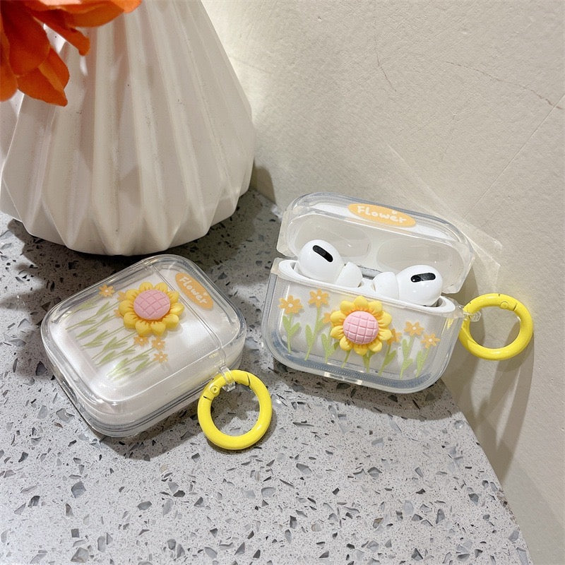 【Airpods Case】 おしゃれ 花   ひまわり 花柄  可愛い 人気 Airpods/ AirPods Pro/Airpods 第三世代ケース
