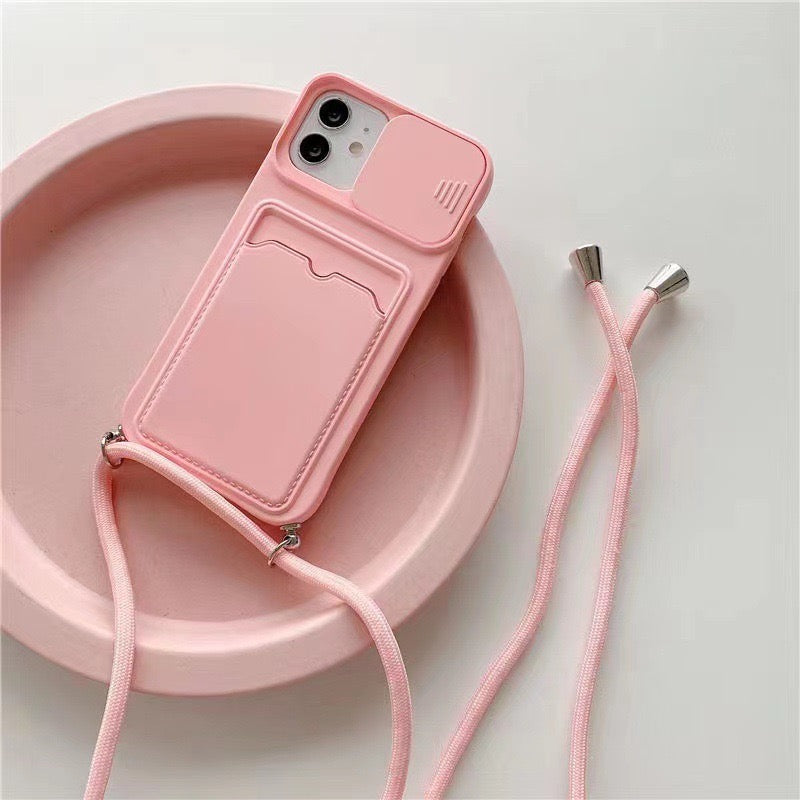 【iPhone Case】オシャレ 6色 韓国  人気  革   スマホショルダーストラップ カード入れカード収納  リング付き ショルダー iPhoneケース