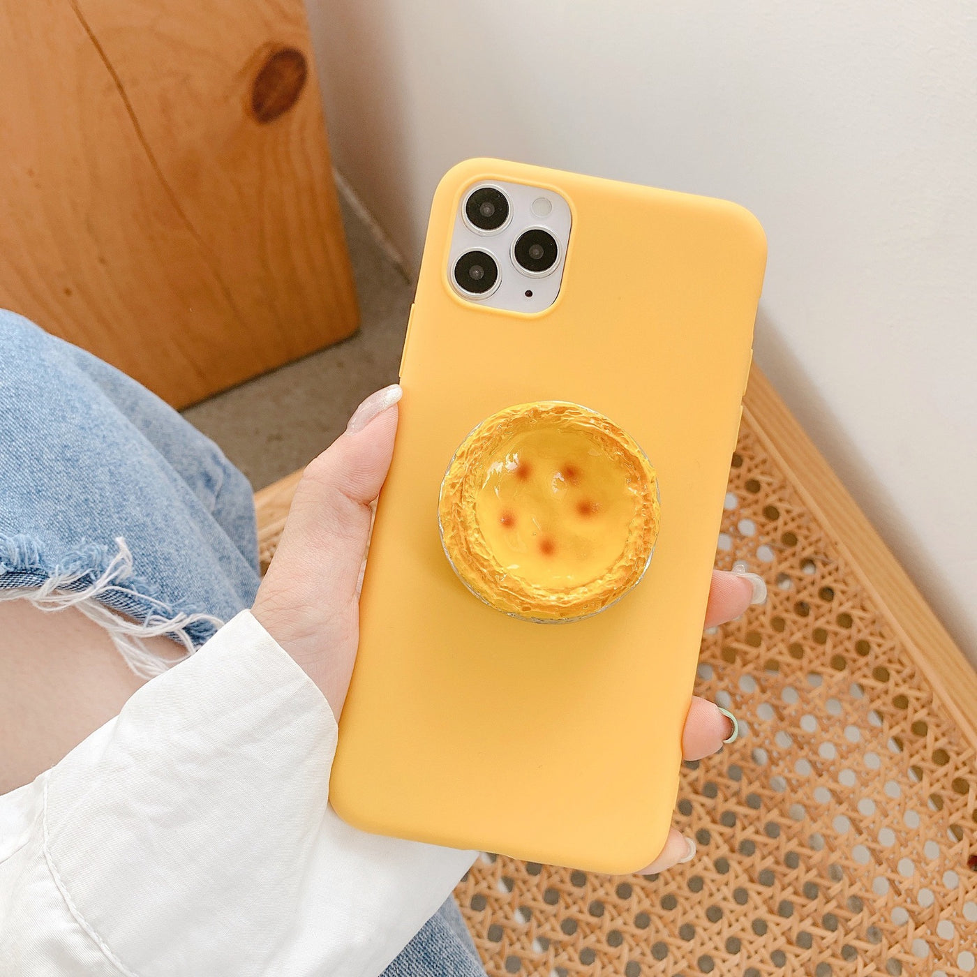 【iPhone Case】本物の立体 コーン エッグタルト リアル スタンド 癒し  滑り止め  iPhoneケース