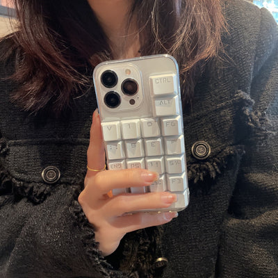 【iPhone Case】面白い 本物の立体 キーボード リアル スタンド 癒し  iPhoneケース