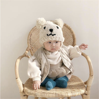 【ベビー・キッズ】ふわふわ可愛いくまニット帽 韓国 おしゃれ  防寒 韓国子供服 新生児 赤ちゃん