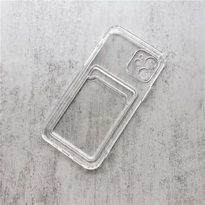 【iPhone Case】透明 シンプル クリア 背面ポケット カード収納  IPHONEケース