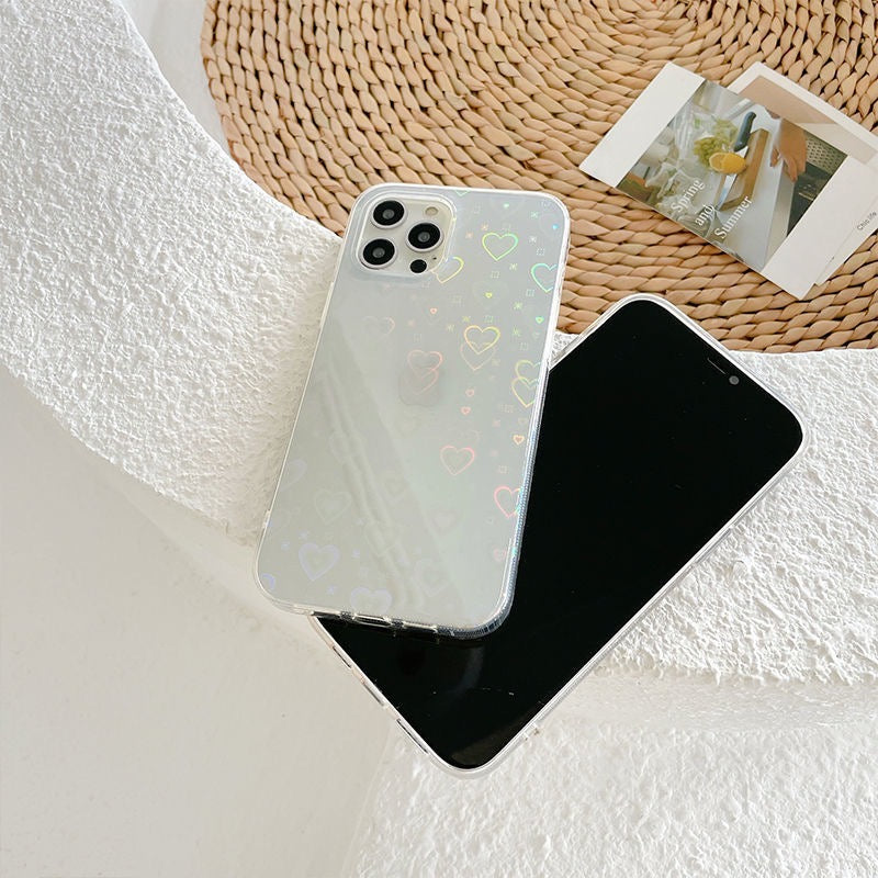 【iPhone Case】可愛い ハート レーザー 透明感 iPhoneケース
