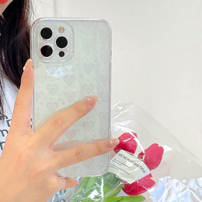 【iPhone Case】可愛い ハート レーザー 透明感 iPhoneケース