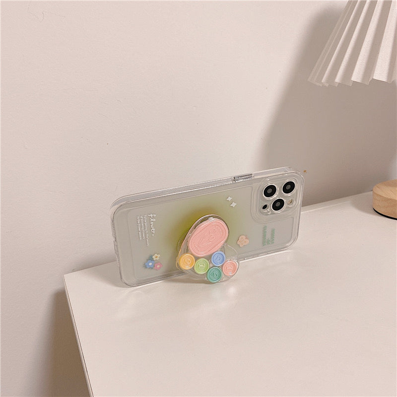 【iPhone Case】可愛い 花 ハート スタンド 落下防止 スマホグリップ  IPHONEケース