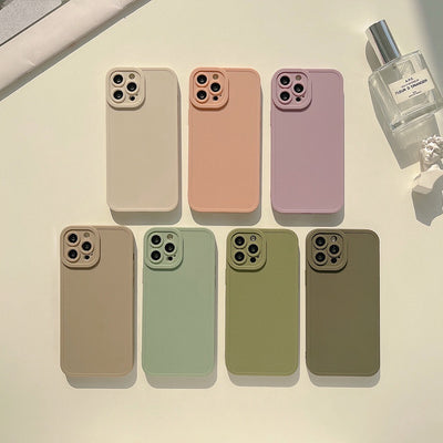 【iPhone Case】シンプル お洒落 12色 韓国 人気 無地カバー カップル iPhoneケース