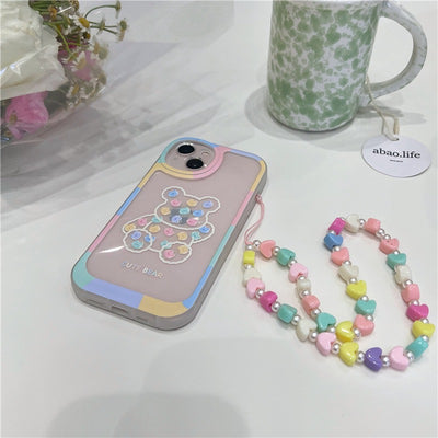 【iPhone Case】可愛い クマちゃん熊 キャンディー  レーンボー  iPhoneケース