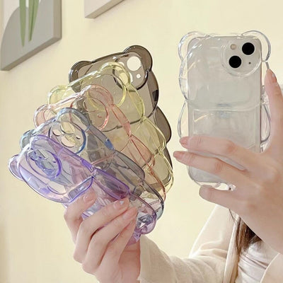 【iPhone Case】可愛い クマちゃん 6色 韓国 人気 透明 クリア  iPhoneケース