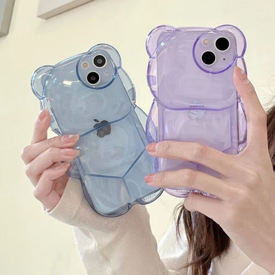 【iPhone Case】可愛い クマちゃん 6色 韓国 人気 透明 クリア  iPhoneケース