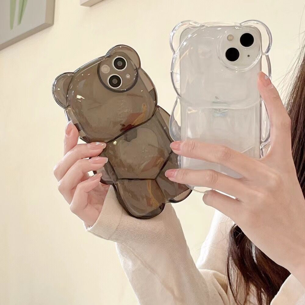 【iPhone Case】可愛い クマちゃん 6色 韓国 人気 透明 クリア  iPhoneケース