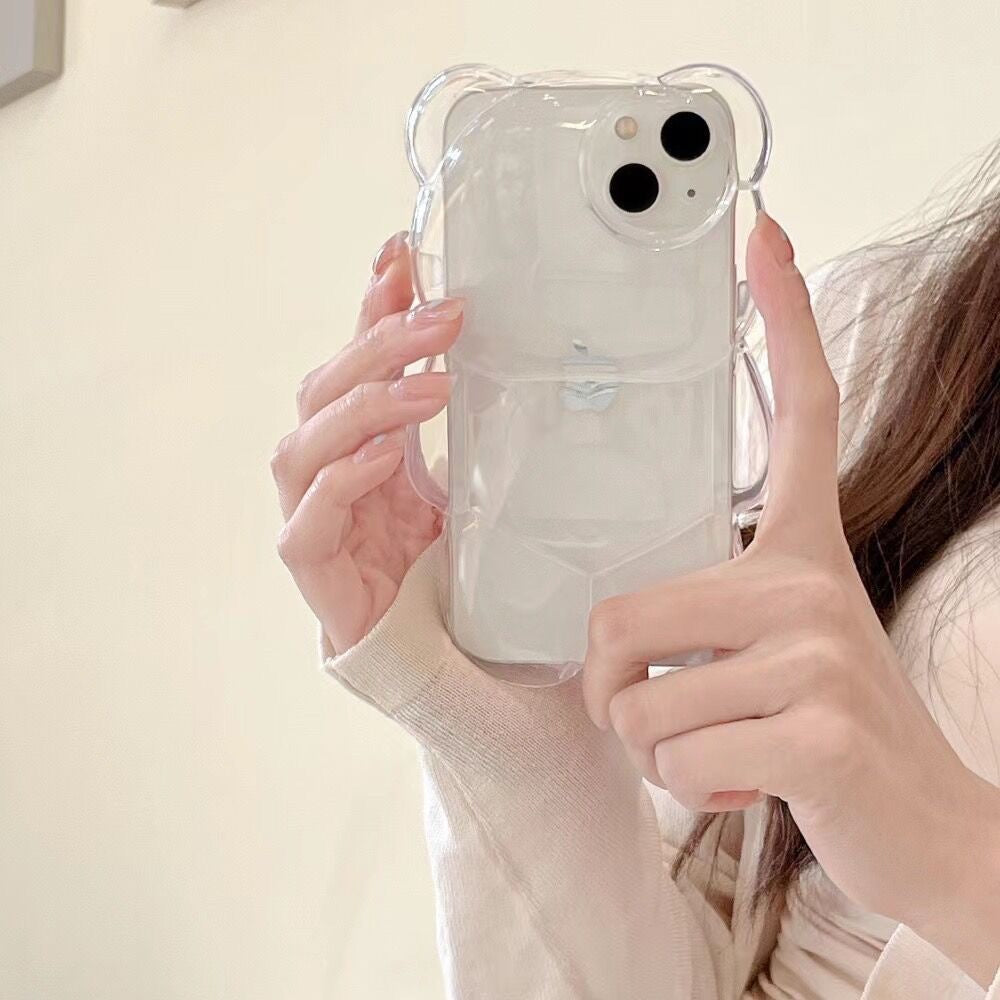 【iPhone Case】可愛い クマちゃん 6色 韓国 人気 透明 クリア  iPhoneケース