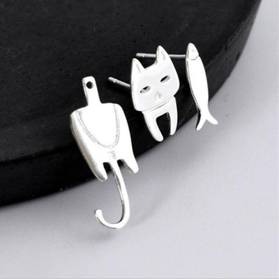 【Earrings】可愛い 猫&魚 さかな ネコ 韓国 人気  ピアス
