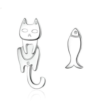 【Earrings】可愛い 猫&魚 さかな ネコ 韓国 人気  ピアス