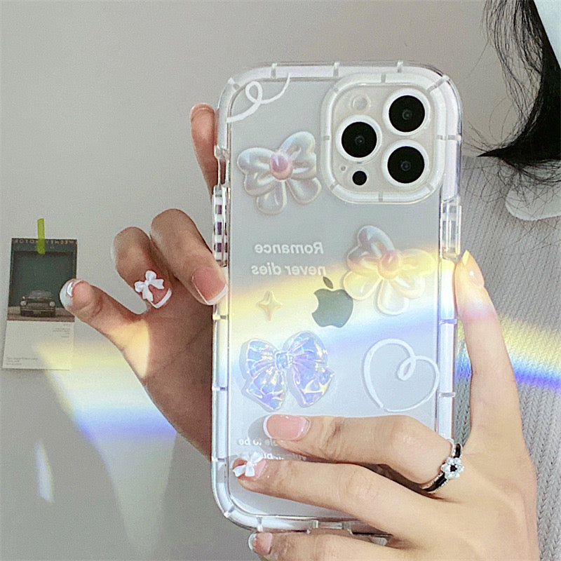 【iPhone Case】可愛い 蝶 透明 ハート IPHONEケース
