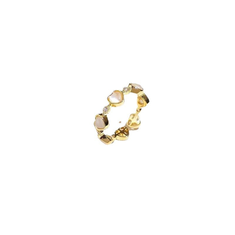 【Rings】可愛い ハートラッキーカラー 宝石 オパール 韓国 人気リング