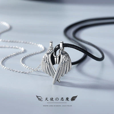 【Necklace】個性 天使&悪魔 翼 人気  カップル ギフト 磁気 ペア ネックレス