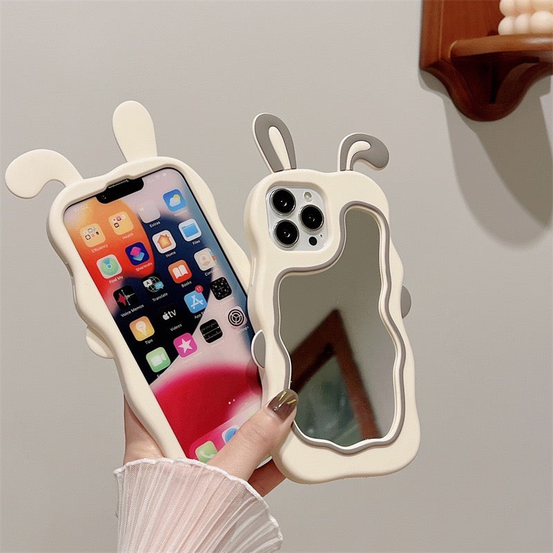 【iPhone Case】可愛い ウサギ 立体 鏡 かがみ インスタ映え  iPhoneケース
