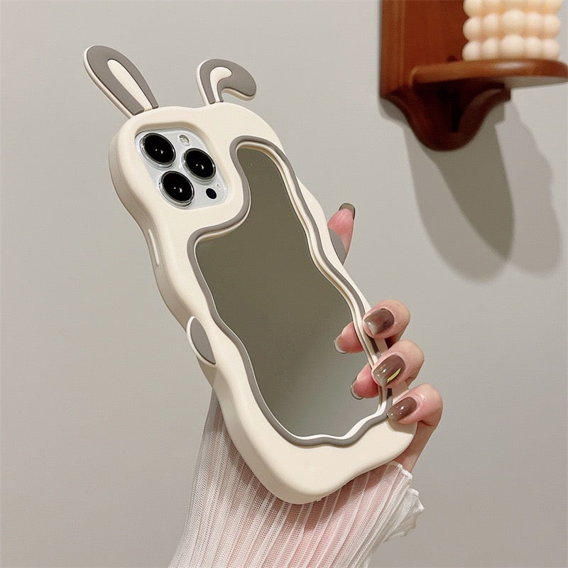 【iPhone Case】可愛い ウサギ 立体 鏡 かがみ インスタ映え  iPhoneケース