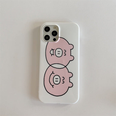 【iPhone Case】可愛い ハッピー ピンク 豚  癒し系  スマホグリップ スタンド IPHONEケース