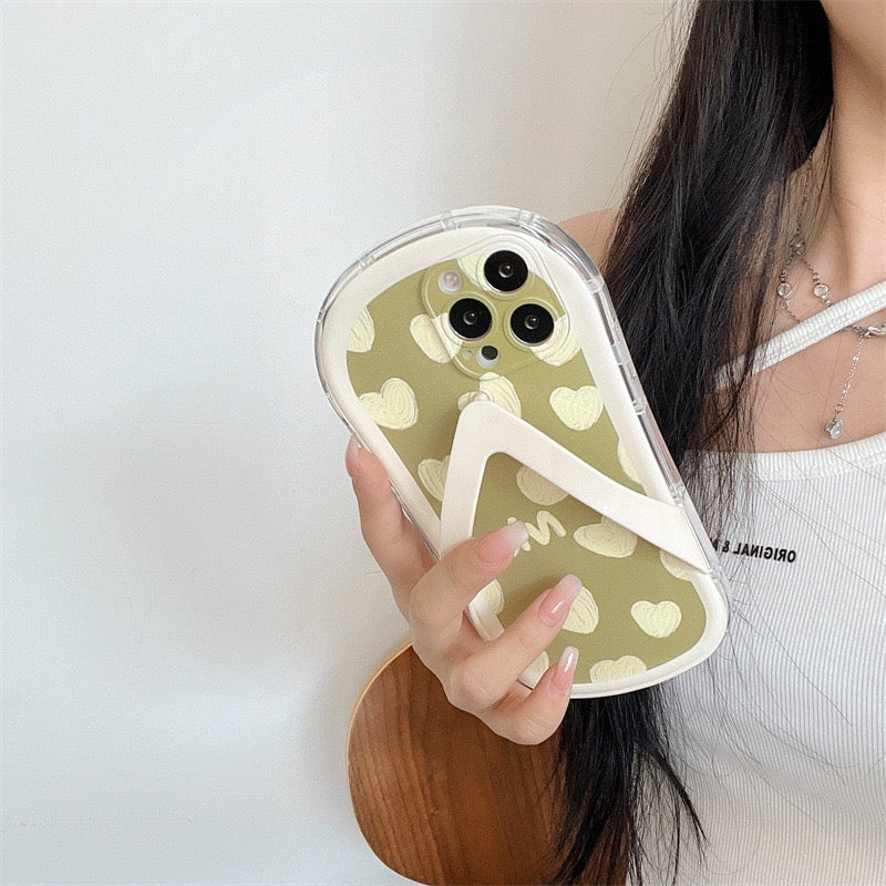 【iPhone Case】可愛い ハート柄 ビーチサンダル  面白い 本物の立体 スタンド  IPHONEケース