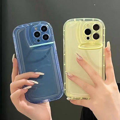 【iPhone Case】人気 可愛い シンプル 透明  クリア 6色 スタンド  IPHONEケース