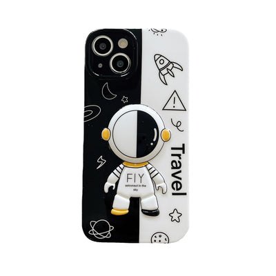 【iPhone Case】可愛い 宇宙飛行士 人気 黒白 立体  IPHONEケース