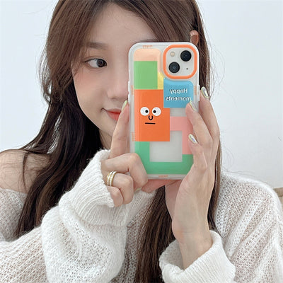 【iPhone Case】可愛い カラーブロック カラフル 2色  IPHONEケース