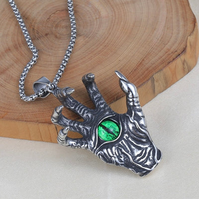 【Necklace】緑の目  幽霊の手 ヒップホップ  個性 ネックレス