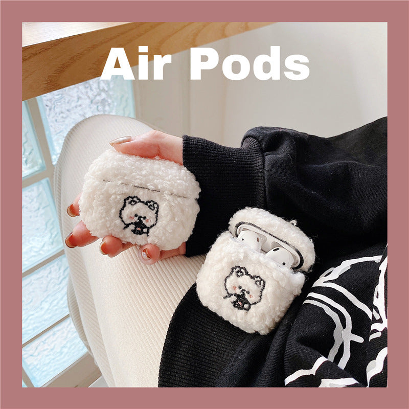 【Airpods Case】 ぬいぐるみ刺繍ミルクティーベアAirpods/AirPods Proケース