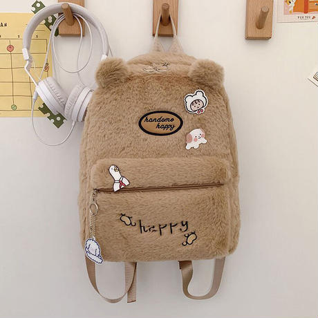 【Cute Bag】冬新作モコモコ刺繍リュック
