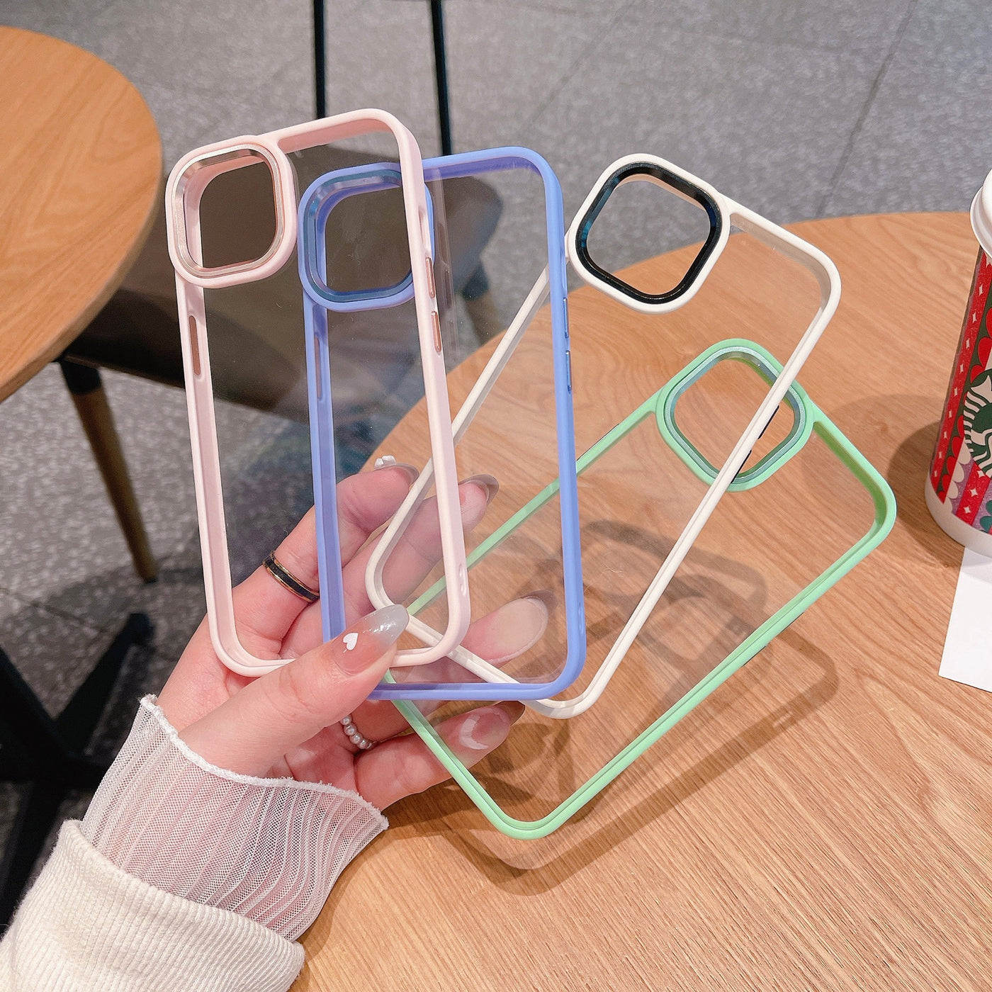 【iPhone Case】人気 シンプル クリア 透明 耐衝撃 11色  iPhoneケース